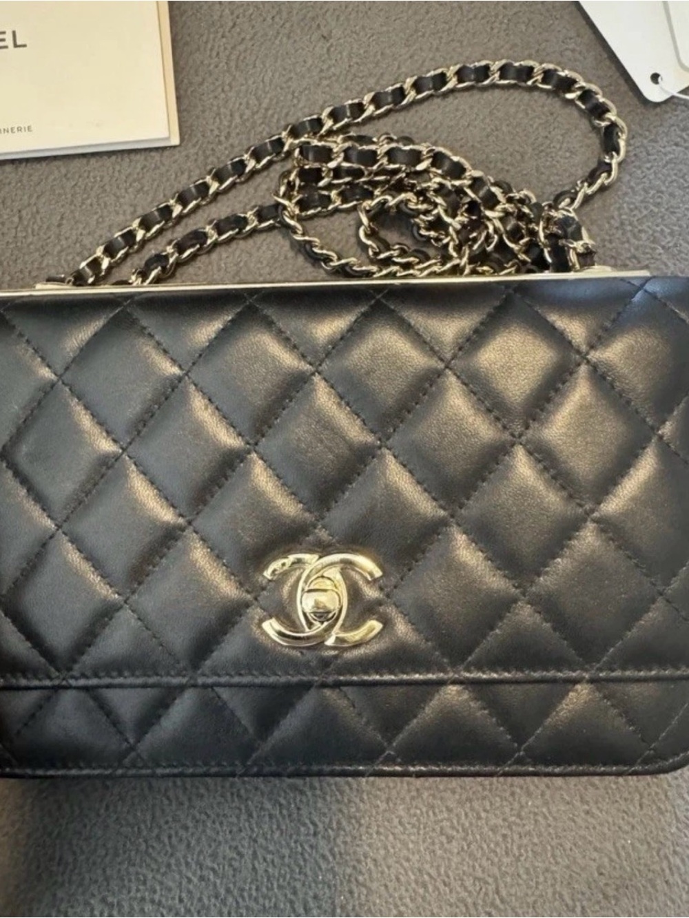 CHANEL Black Quilted Lambskin Shoulder Bag with Gold Hardware - Picture 4 of 11